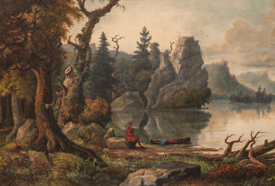 Image for Lot Hudson River School - Native American seated by a lake