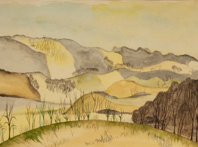 Image for Lot Charles Ephraim Burchfield (attrib) - Untitled (Hillside landscape)
