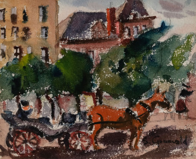 Image for Lot Samuel Grunvald - Three works: Harlem River Drive, The Subway, Horse & Buggy 59th Street