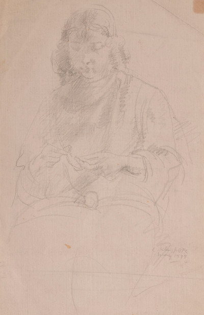 Image for Lot Clara Klinghoffer - two drawings (Young woman) (Seated woman)