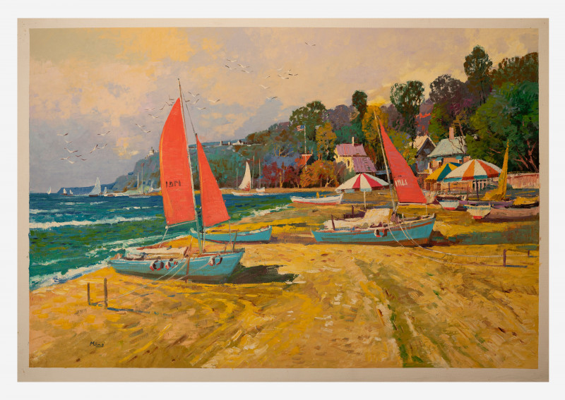 Ming Feng - Beached Boats Red Sails