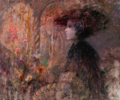 Image for Lot Giuseppe Giorgi - A Woman with Hat in Cloisters