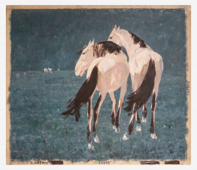 Ricardo Arenys Galdon - White Stallions on Blue