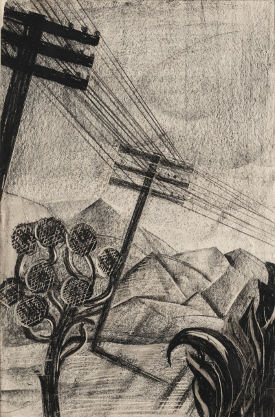 Image for Lot Unknown Artist - Untitled (Western powerlines)