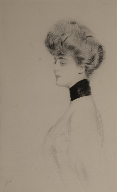 Image for Lot Paul César Helleu - Woman in scarf, facing left (Madame Letellier)