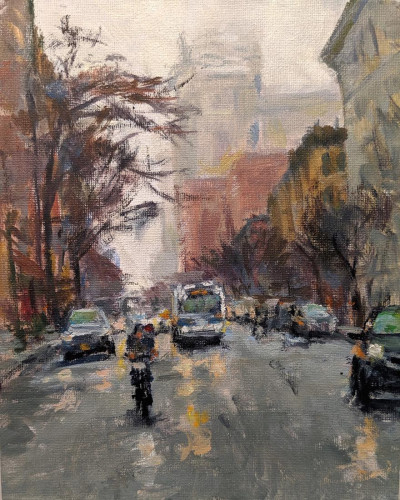 Peter Salwen - Rain and Mist on Columbus Avenue