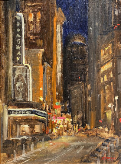 Ellen Buselli - Looking Up Broadway at Midnight at 51st Street