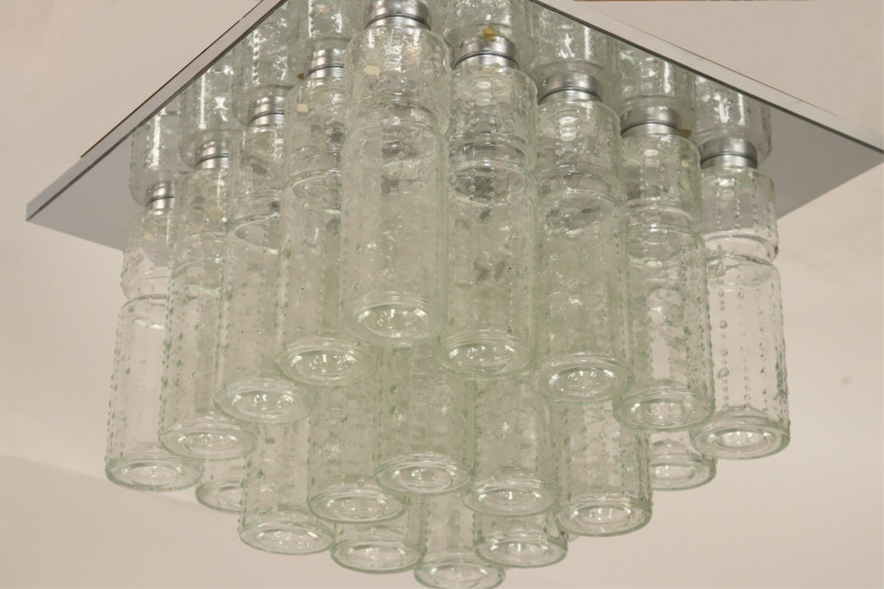 Contemporary Steel & Glass Ceiling Fixture