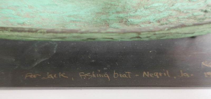Bronze Fishing Boat - signed Nelson, 1982