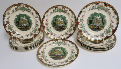 Image for Lot Set of 12 Leeds Ceramic Plates