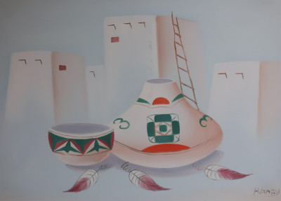 Image for Lot H. Gary, Contemporary, "Pueblo Pots" O/C