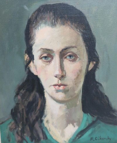 Nicolai Cikovsky - Young Woman In Green Top O/C