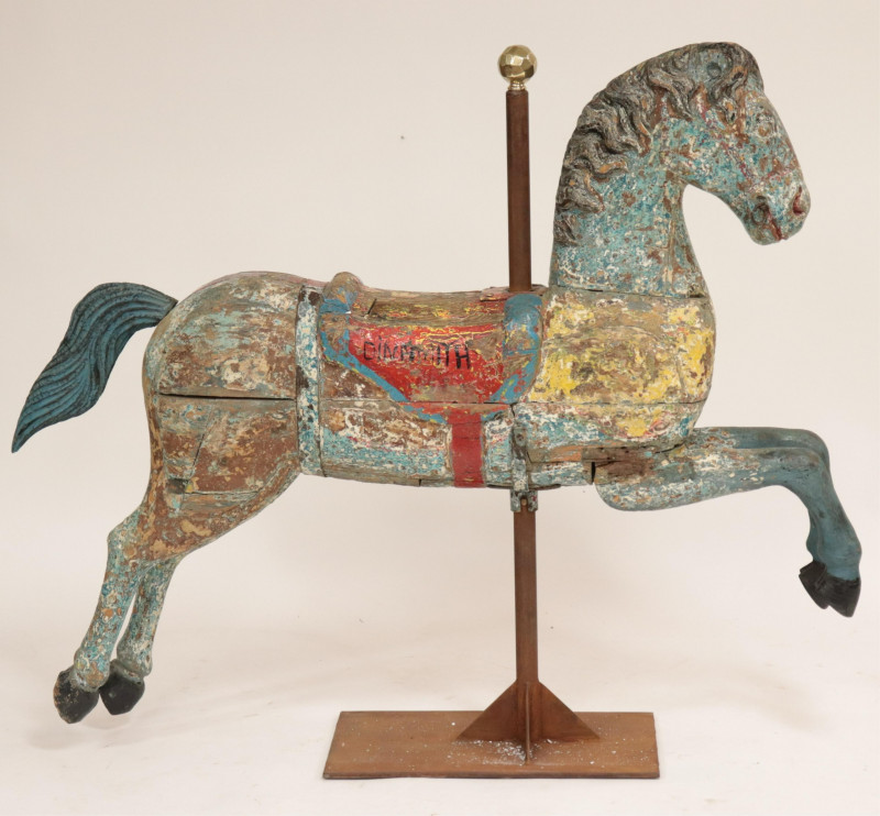 18th-19th c. Carousel Wooden Horse on Stand