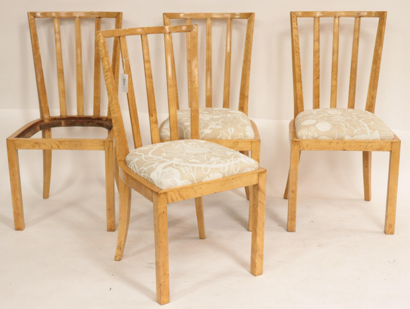 Set of 4 Art Deco Maple Side Chairs, circa 1940