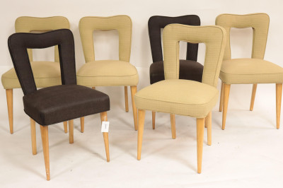 Image for Lot Set of 6 Mid Century Maple Side Chairs