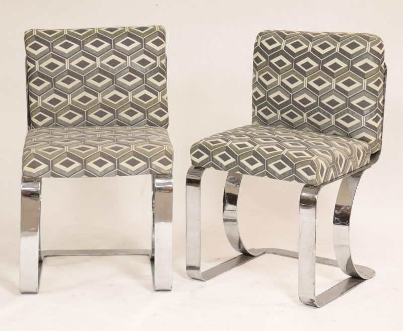 Pair 1970's Chrome Side Chairs
