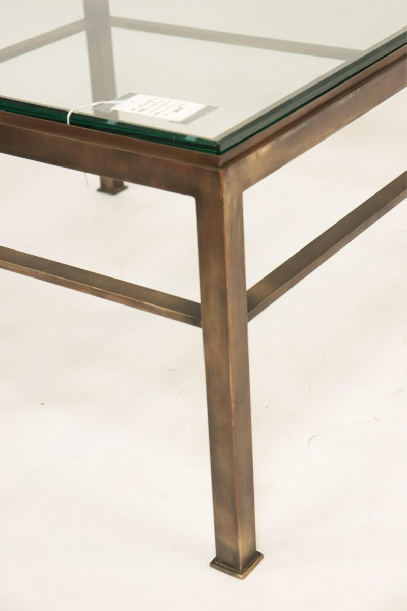 1970's Patinated Brass & Glass Coffee Table