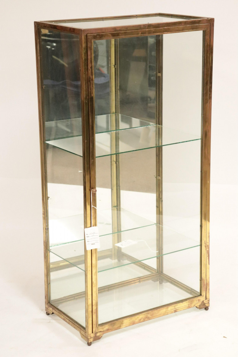 1970's Brass Plated Metal Display Cabinet