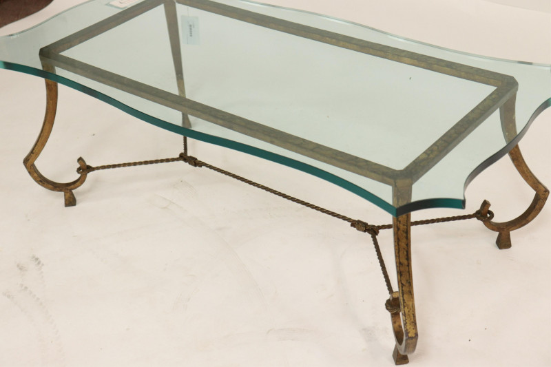 Bagues Style Gilt Wrought Iron, Glass Coffee Table