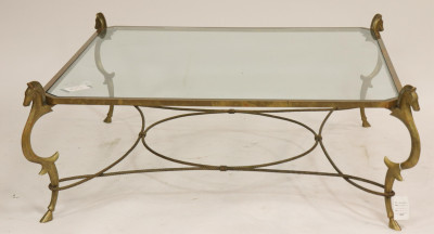 Image for Lot Bagues Style Cast Brass Equestrian Coffee Table