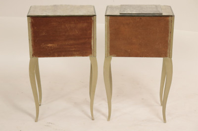 Pair Mid Century 1950's Mirrored &amp; Painted Tables