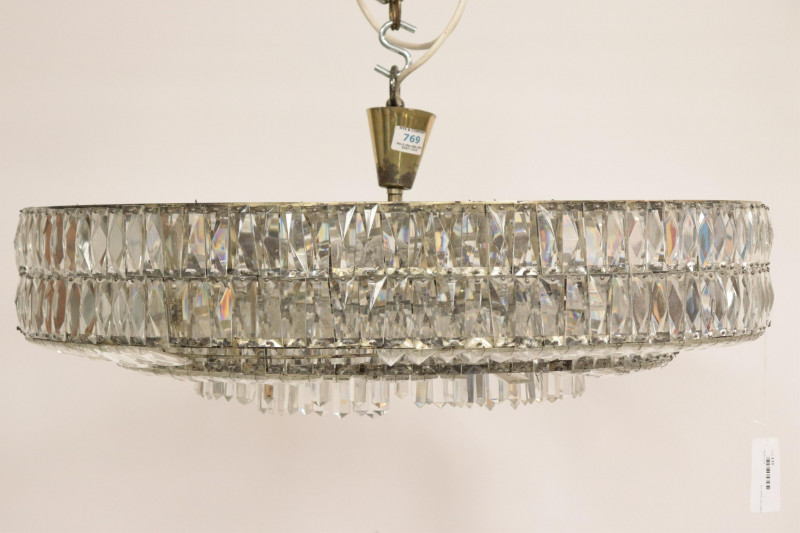 Lobmeyr Faceted Glass & Metal Ceiling Fixture