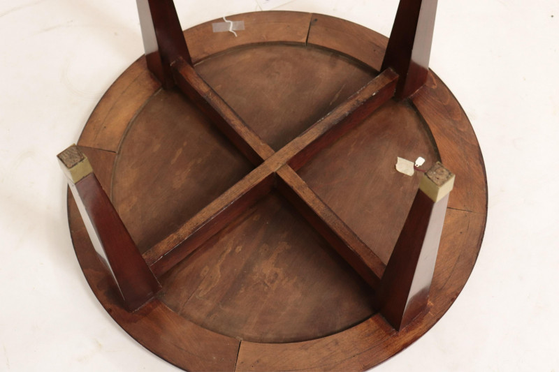 French Art Deco Mahogany & Brass End Table, 1925