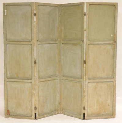 Art Deco Painted & Silver 4 Panel Screen, 1935