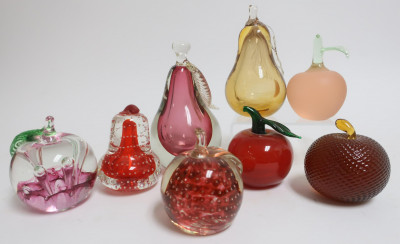 Glass Paperweights: Apples, Pears, Strawberries