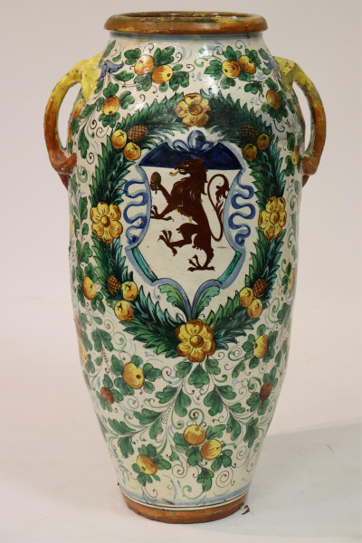 Image for Lot Large Italian Ceramic Coat of Arms Garden Vase