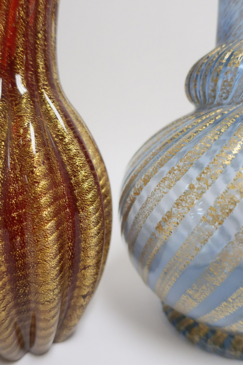 Murano Ruby Ewer & Lavender Vase