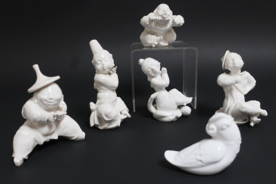 Image for Lot 5 KPM White Porcelain Figures with Birds