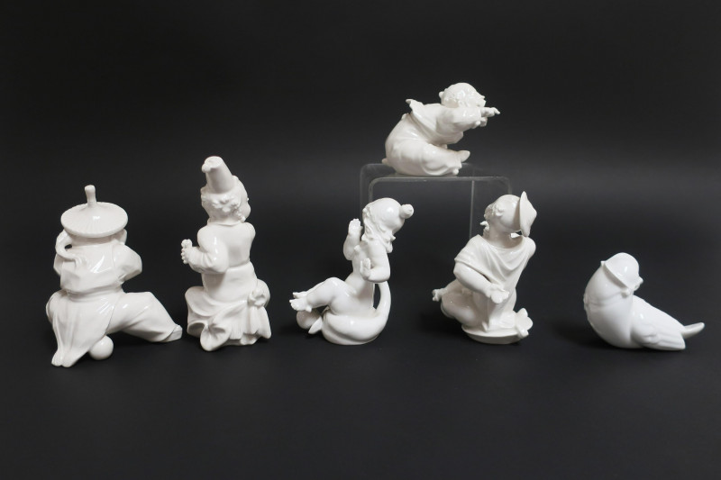 5 KPM White Porcelain Figures with Birds