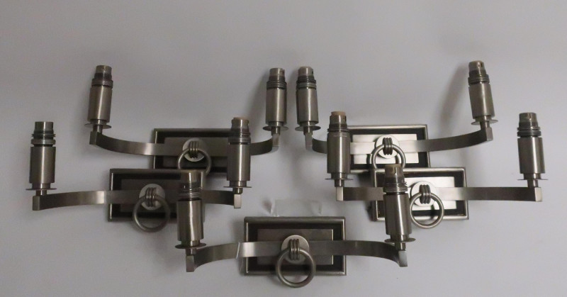 Set of 5 French Metal 2-Arm Sconces, 1940's