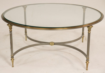 Image for Lot Neo-Classic Style Brass & Steel Coffee Table