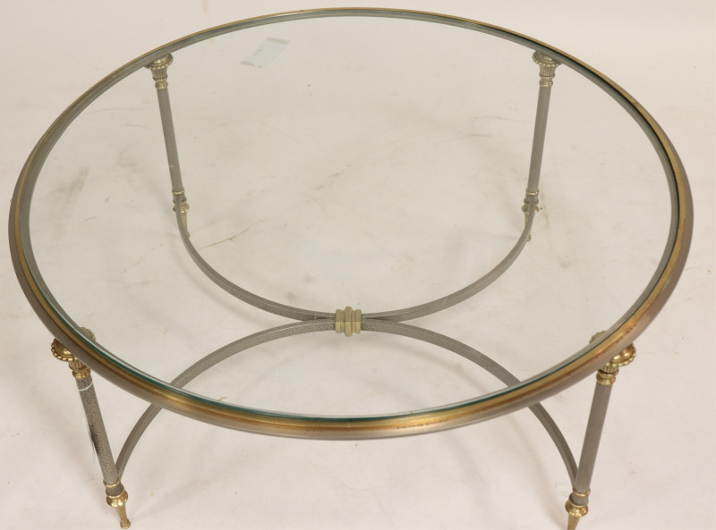 Neo-Classic Style Brass & Steel Coffee Table