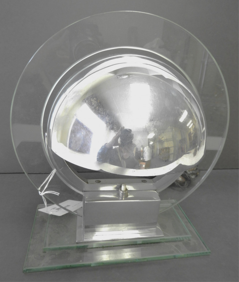 Jacques Adnet Chrome & Glass Desk Lamp, 1930
