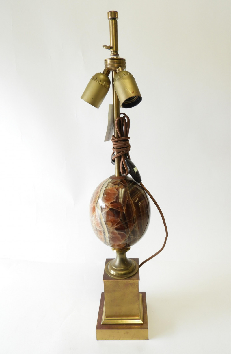 Philippe Barbier Onyx & Brass Lamp, circa 1970