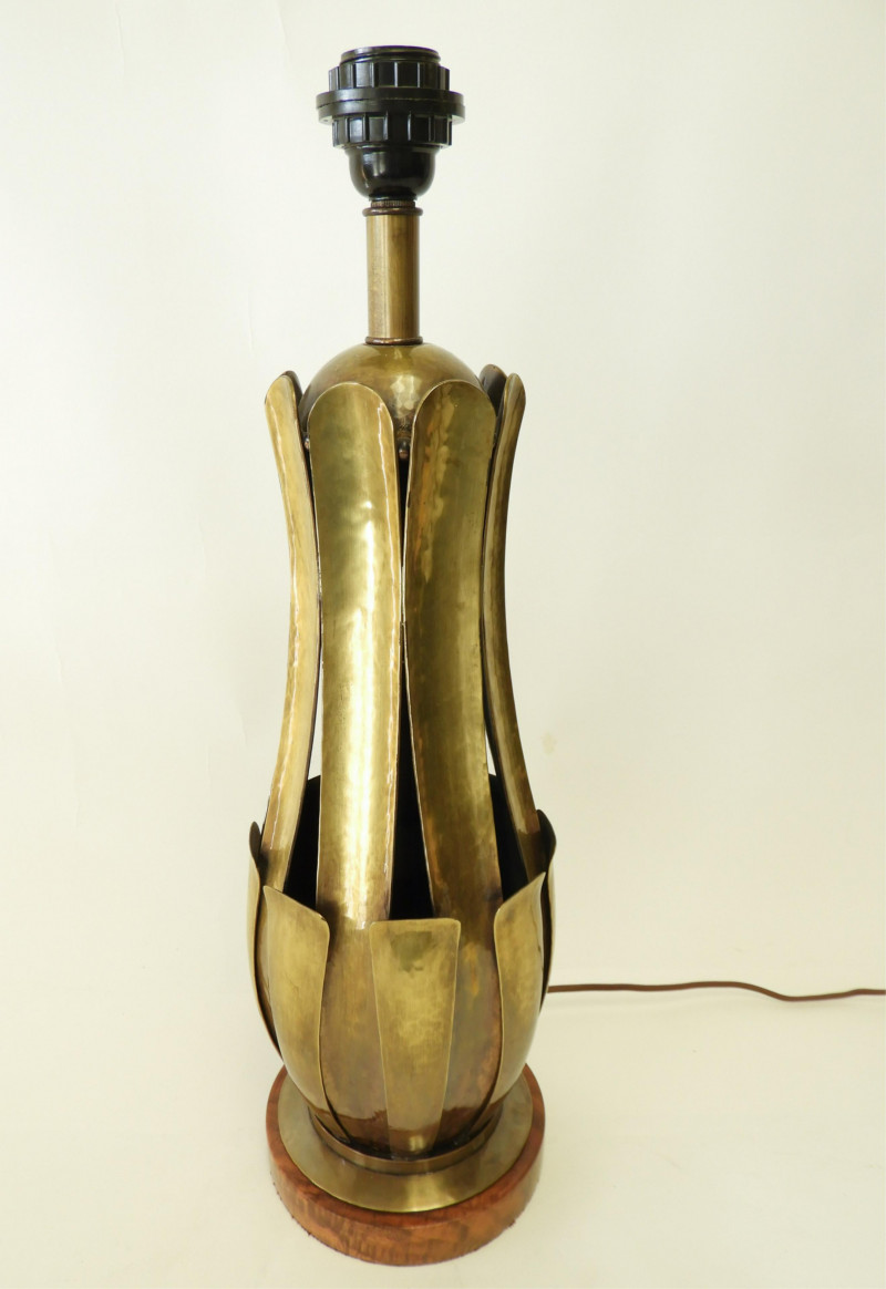 Norman Grag for Gumps Brass & Burl Walnut Lamp