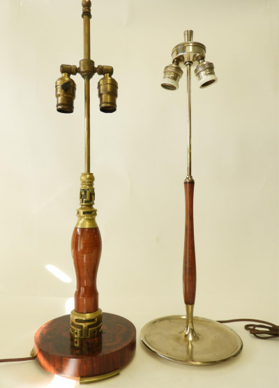 Image for Lot 2 French Art Deco Wood, Chrome & Bronze Lamps