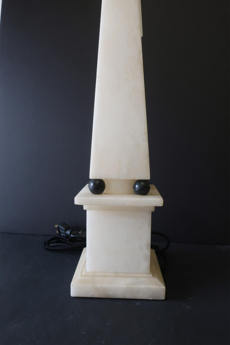 Empire Style Eagle Lamp & Alabaster Obelisk Lamp