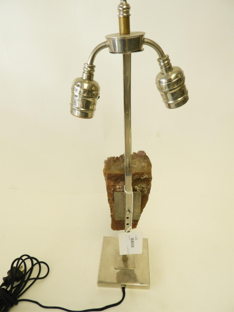 A&J Dulait Amethyst Quartz & Metal Lamp, 1970