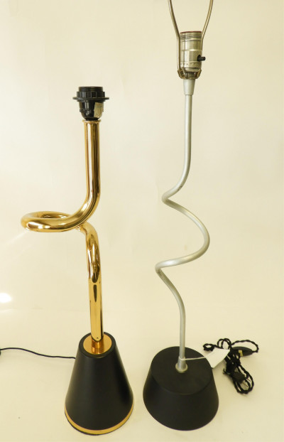 Image for Lot 2 1970's Brass & Silvered Metal Pipe Lamps