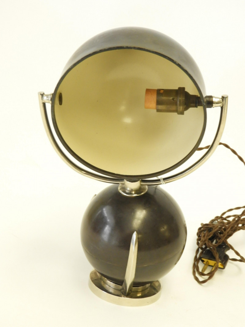 Art Deco Bronze & Nickel Plate Nautical Lamp, 1925