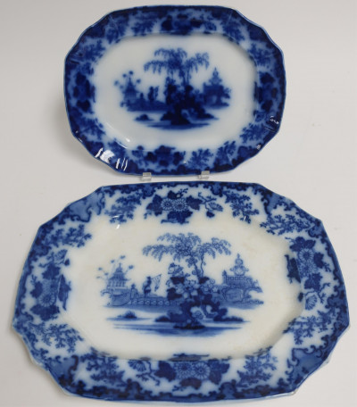 Image for Lot 2 Flow Blue 'Scinde' Transferware Platters, 19th C