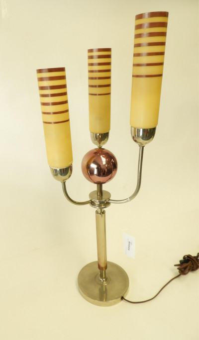 French Art Deco Metal Lamp, Fritz Breuhaus, 1925
