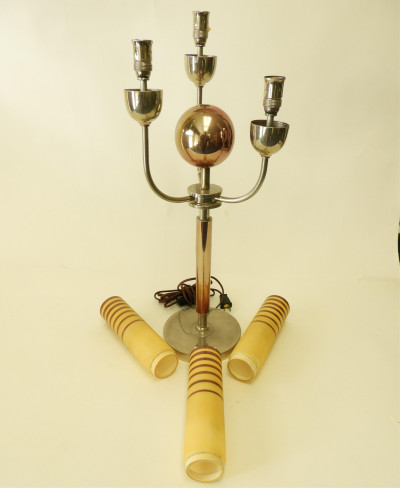 French Art Deco Metal Lamp, Fritz Breuhaus, 1925