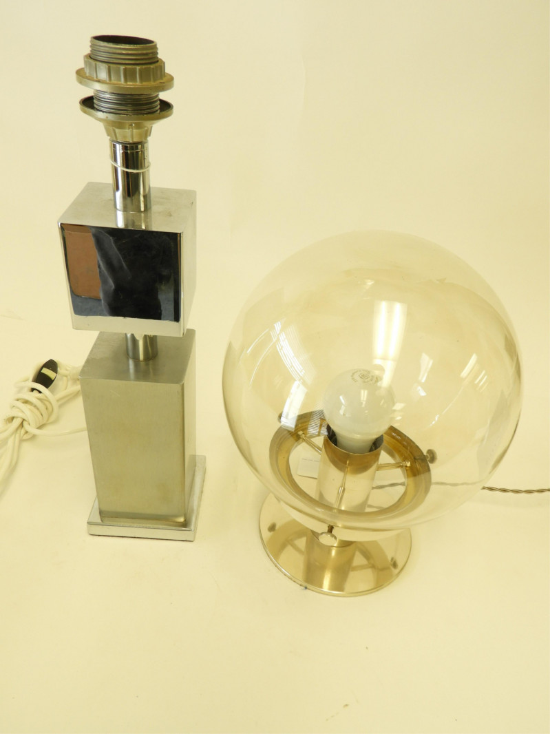 2 1970's Chrome & Nickel Plate Lamps