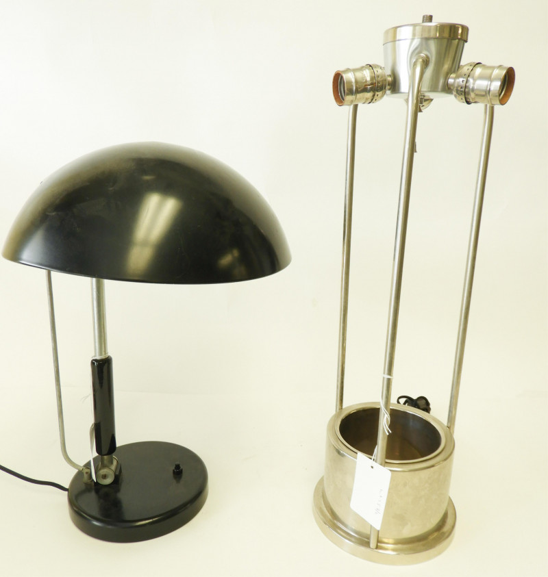 2 Art Deco Chrome Lamp & Painted Desk Lamp
