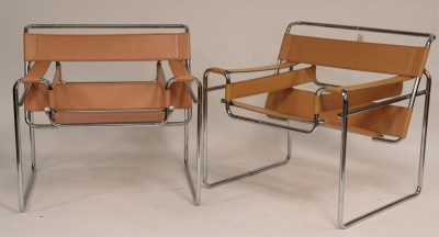 Image for Lot Pair Marcel Breuer Style Wassily B-3 Armchairs